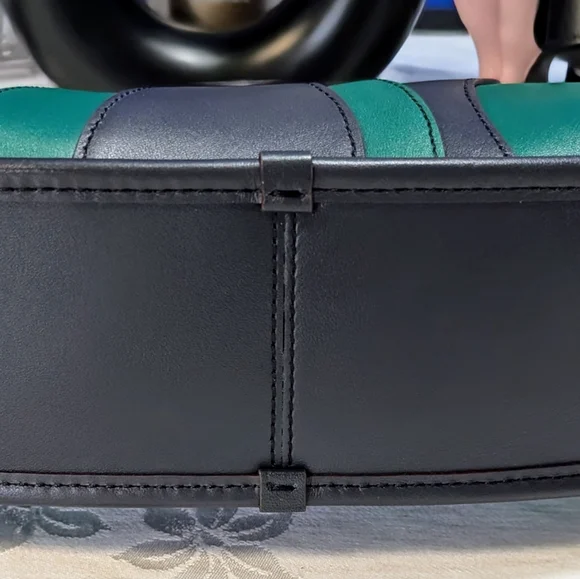 Coach Ergo Bag In Wavy Stripe Up crafted Leather - Midnight Navy And Green🔥